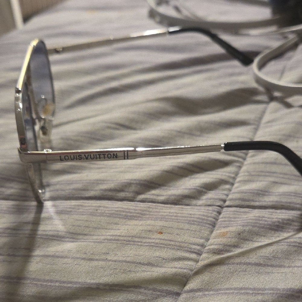 Louis Vuitton Silver Frame Sunglasses with Black Accents